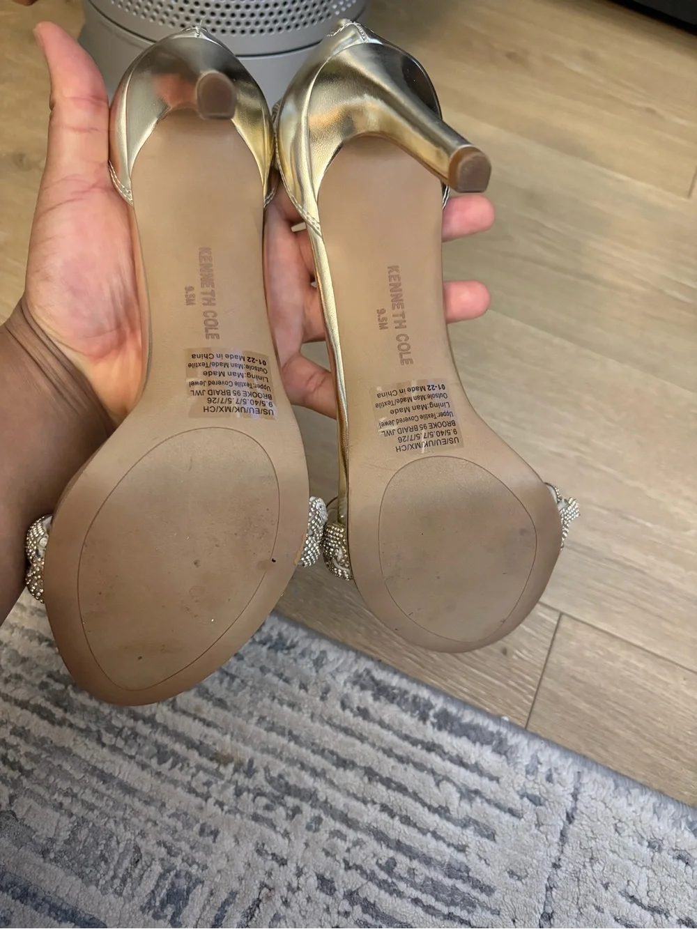 Kenneth Cole Braided Metallic Ankle-Strap Heels - Champagne